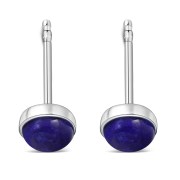 Lapis Lazuli Round Sterling Silver Stud Earrings, e440st